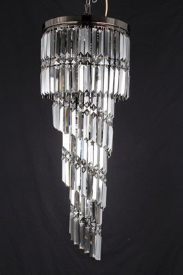 Luminosa Lighting Luminosa Toronto 9 Light Gun Metal Smoked Crystal Flush Fitting