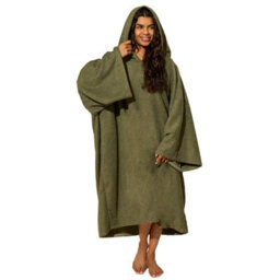 Ohs Adult Poncho Oversized Hooded Towel Bath Robe, Khaki - One Size