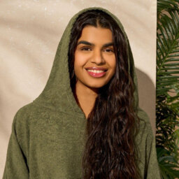 Ohs Adult Poncho Oversized Hooded Towel Bath Robe, Khaki - One Size - thumbnail 2