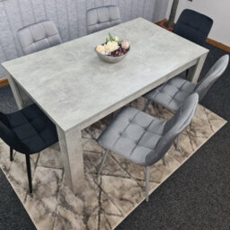 Kosy Koala Stone Grey Effect Wood Dining Table Set With 6 Mixed Velvet Chairs Dining Room Furniture - thumbnail 7