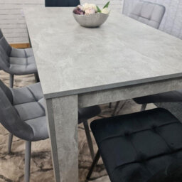 Kosy Koala Stone Grey Effect Wood Dining Table Set With 6 Mixed Velvet Chairs Dining Room Furniture - thumbnail 6