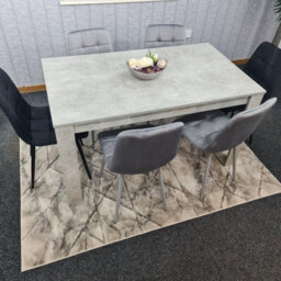 Kosy Koala Stone Grey Effect Wood Dining Table Set With 6 Mixed Velvet Chairs Dining Room Furniture - thumbnail 8