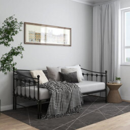 Berkfield Pull-Out Sofa Bed Frame Black Metal 90X200 Cm - thumbnail 3