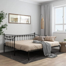 Berkfield Pull-Out Sofa Bed Frame Black Metal 90X200 Cm - thumbnail 1