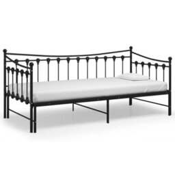 Berkfield Pull-Out Sofa Bed Frame Black Metal 90X200 Cm - thumbnail 5