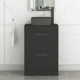 Royal Bathrooms Turin 800mm Freestanding Bathroom Vanity Unit With Sink 2 Drawer Matt Black & Art Square Countertop Basin - thumbnail 1