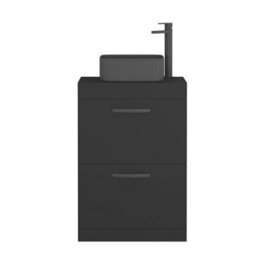 Royal Bathrooms Turin 800mm Freestanding Bathroom Vanity Unit With Sink 2 Drawer Matt Black & Art Square Countertop Basin - thumbnail 5