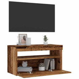 Berkfield Tv Cabinets With Led Lights 2 Pcs Old Wood Engineered Wood - thumbnail 5
