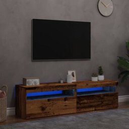 Berkfield Tv Cabinets With Led Lights 2 Pcs Old Wood Engineered Wood - thumbnail 1