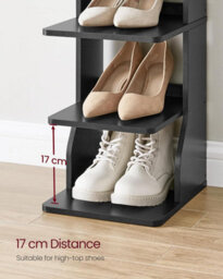 Songmics Vasagle Slim Shoe Rack, Narrow Shoe Storage Organiser, 7-Tier Shoe Stand, For Small Spaces, Hallway, Cloakroom, Black - thumbnail 4
