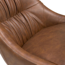 Belgrave Tan Leather Effect Dining Chair - Black Metal Legs - thumbnail 9