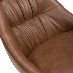 Belgrave Tan Leather Effect Dining Chair - Black Metal Legs - thumbnail 8