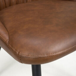 Belgrave Tan Leather Effect Dining Chair - Black Metal Legs - thumbnail 7