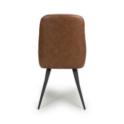 Belgrave Tan Leather Effect Dining Chair - Black Metal Legs - thumbnail 6