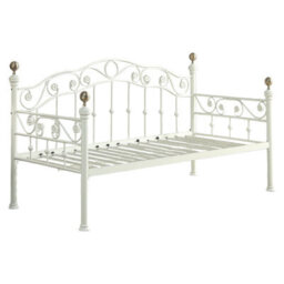OAT Home Mayfair White & Brass Single French Metal Day Bed Frame & Guest Trundle - thumbnail 6