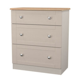 Santander Ready Assembled Matt Beige & Oak 3 Drawer Chest (H)882mm (W)765mm (D)415mm