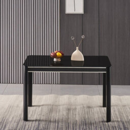 Furnizone UK Milano 4-Seater Black Glass Dining Table And 4 Monza Pink Velvet Chairs - thumbnail 3