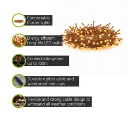 Pegdev - Pdl Led Cluster Lights Copper Gold Black Rubber Cable Mains Fairy String Lighting Outdoor Indoor Connectable 25M - thumbnail 2