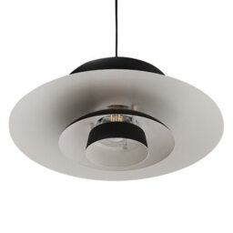 Wyld and Coco Mid-Century Black Metal Tiered Pendant Lamp, Layered Iron Shade, 33Cm X 150Cm Drop - thumbnail 6