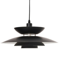 Wyld and Coco Mid-Century Black Metal Tiered Pendant Lamp, Layered Iron Shade, 33Cm X 150Cm Drop - thumbnail 3