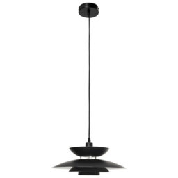 Wyld and Coco Mid-Century Black Metal Tiered Pendant Lamp, Layered Iron Shade, 33Cm X 150Cm Drop - thumbnail 1