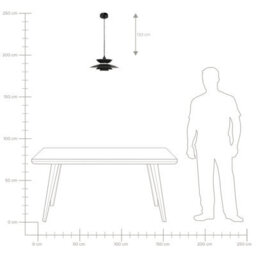 Wyld and Coco Mid-Century Black Metal Tiered Pendant Lamp, Layered Iron Shade, 33Cm X 150Cm Drop - thumbnail 9