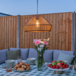 Valuelights Solar Powered Outdoor Garden Natural Rattan Pendant Hanging Light - thumbnail 2