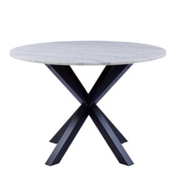Wyld Haus Perth 110Cm Round Polished White Marble Dining Table With Matte Black Steel Legs - thumbnail 3