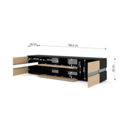 Arte Viper Tv Cabinet 186Cm Oak Stone - Warm Wooden Media Unit With Six Doors, Led Lighting, And Plenty Of Storage For Living Rooms - thumbnail 4