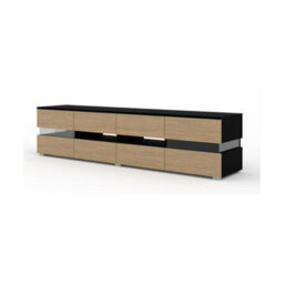 Arte Viper Tv Cabinet 186Cm Oak Stone - Warm Wooden Media Unit With Six Doors, Led Lighting, And Plenty Of Storage For Living Rooms