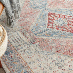 Blue Grey Traditional Bordered Geometric Easy To Clean Rug For Bedroom & Living Room-160Cm X 234Cm - thumbnail 3