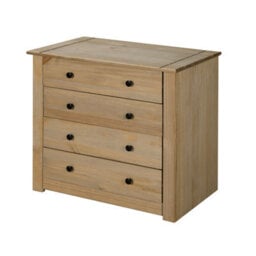 Mews Panama 4 Drawer Chest Of Drawers Solid Pine Wood Waxed Oak Finish - thumbnail 2