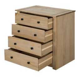 Mews Panama 4 Drawer Chest Of Drawers Solid Pine Wood Waxed Oak Finish - thumbnail 3