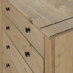 Mews Panama 4 Drawer Chest Of Drawers Solid Pine Wood Waxed Oak Finish - thumbnail 4