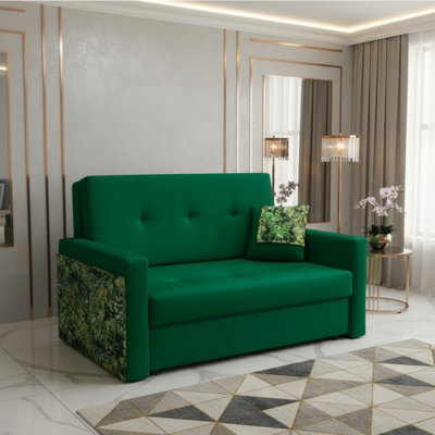 Viva Mel Ii Compact 2 Seater Sofa Bed With Storage And Removable Cushions 196Cm X 110Cm Dark Green - image 1