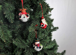Shatchi Christmas Tree Hanging Decorations Santa Snowman Reindeer With Jingle Bells Xmas Tree Wall Home Décor Ornaments 12Pcs Set - thumbnail 4