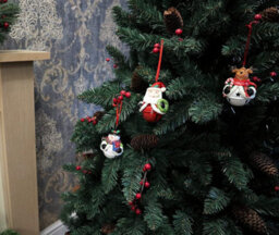 Shatchi Christmas Tree Hanging Decorations Santa Snowman Reindeer With Jingle Bells Xmas Tree Wall Home Décor Ornaments 12Pcs Set - thumbnail 2