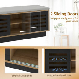 Costway Wooden Shoe Bench Shoe Storage Cabinet Organizer Stool W/ 3 Adjustable Shelves - thumbnail 7