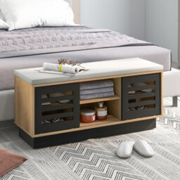 Costway Wooden Shoe Bench Shoe Storage Cabinet Organizer Stool W/ 3 Adjustable Shelves - thumbnail 4