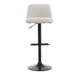 Living And Home Set Of 2 Beige Linen Upholstered Swivel Counter Bar Stools With Mid Backrest - thumbnail 2