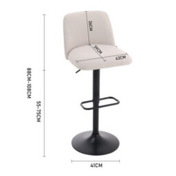 Living And Home Set Of 2 Beige Linen Upholstered Swivel Counter Bar Stools With Mid Backrest - thumbnail 4
