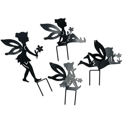 AB Tools Set Of 4 Small Black Fairy Silhouettes With Stake Garden Deco Ornament - image 1