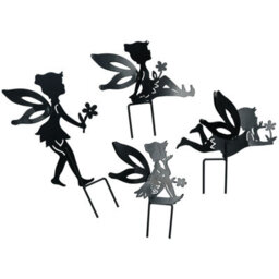 AB Tools Set Of 4 Small Black Fairy Silhouettes With Stake Garden Deco Ornament - thumbnail 1