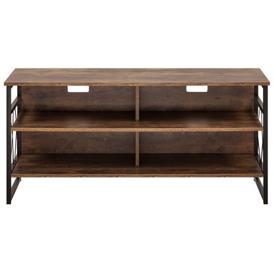 Beliani Tv Stand Cabinet Brown Metal And Particle Board, 4 Shelves, W120 X D51 X H57Cm - image 1