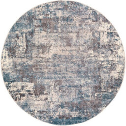 Livabliss Round Ankara-Abstract Blue Beige Modern Marble Living Dining Bedroom Rug 200 X 200 Cm Easy Care, Non Shedding