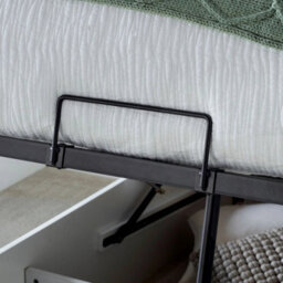 Save On Goods UK 4Ft6 Double White,wood Wooden Ottoman Gas Lift Up Storage Bed Frame - thumbnail 4