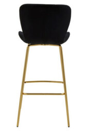 Orsina Black Velvet Stool, Luxury Bar Stool, Modern Black Velvet Bar Chair With Quilted Design And Gold Legs - thumbnail 4