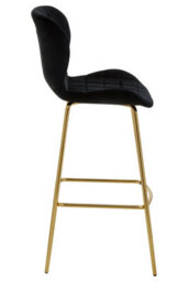 Orsina Black Velvet Stool, Luxury Bar Stool, Modern Black Velvet Bar Chair With Quilted Design And Gold Legs - thumbnail 3