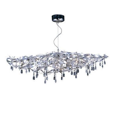 Luminosa Lighting Luminosa Fusion Pendant Linear 10 Light G4 Polished Chrome/crystal, Not Led/cfl Compatible - image 1