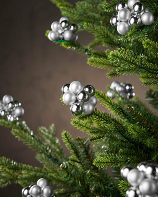 Werchristmas Silver Glass Berry Cluster Christmas Baubles, 10 Pack - image 1